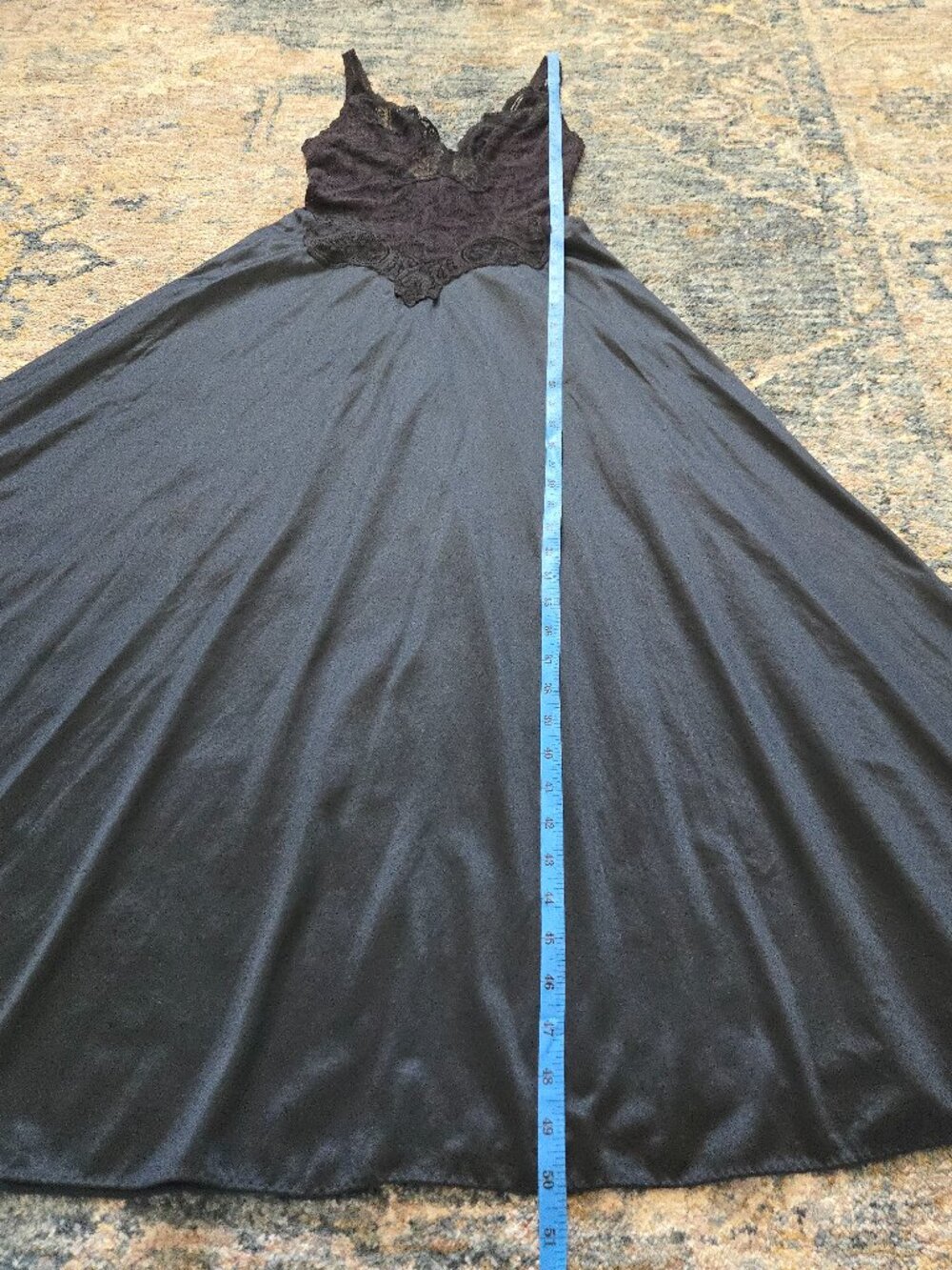 Vintage Olga Black Lace Maxi Slip Dress - Picture 10 of 11